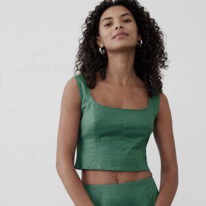 Banana Republic linen blend square neck cropped corset tank top